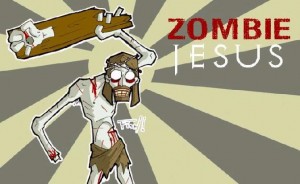 Cartoon of Jesus as a zombie.
