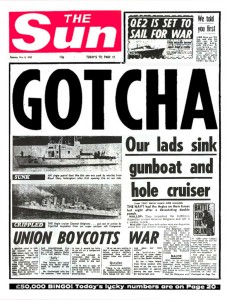 The Sun headline on the sinking of the Belgrano: "Gotcha"
