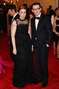 Lena Dunham and that guy from fun. at the costume gala