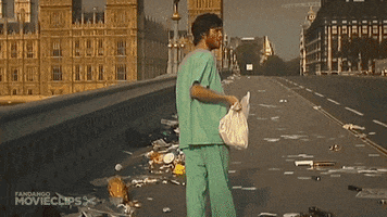 The day after England 1-2 Scotland 1977. The day after England 1-2 Scotland 1977.
Cillian Murphy wanders the empty streets of London in the opening scenes of 28 Days Later