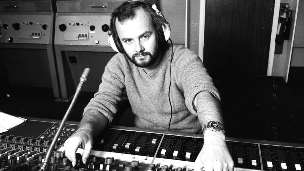 DJ John Peel at his mixing desk. I can assure you I'm not joking about the saxophone thing.